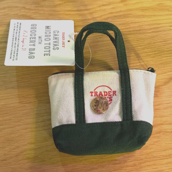 Trader Joe's Canvas Micro Tote with Grocery Bag, Green - Picture 3 of 14